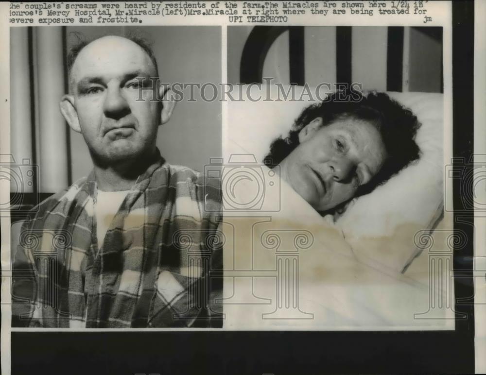 1963 Press Photo Mr. and Mrs. Miracle in the hospital suffering from frost bite - Historic Images