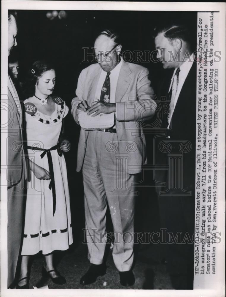 1952 Press Photo Chicago Sen Robert Taft, Jean Tyrell at GOP Convention - Historic Images