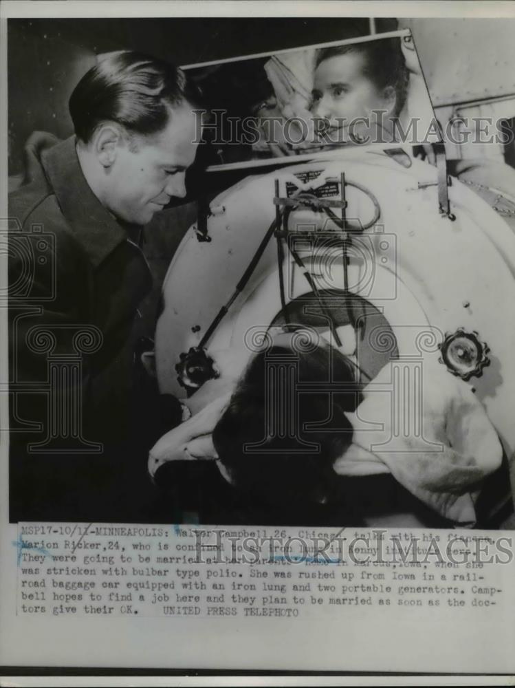 1953 Press Photo Marion Ricker in iron Lung - Historic Images