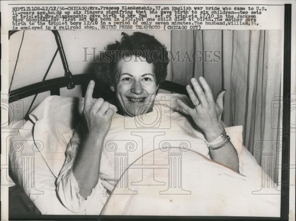 1956 Press Photo Mrs. Frances Blankenship Gives Birth To Second Set of Triplets - Historic Images