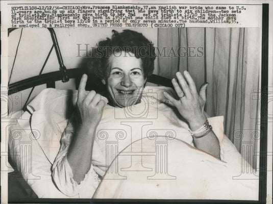 1956 Press Photo Mrs. Frances Blankenship Gives Birth To Second Set of Triplets - Historic Images