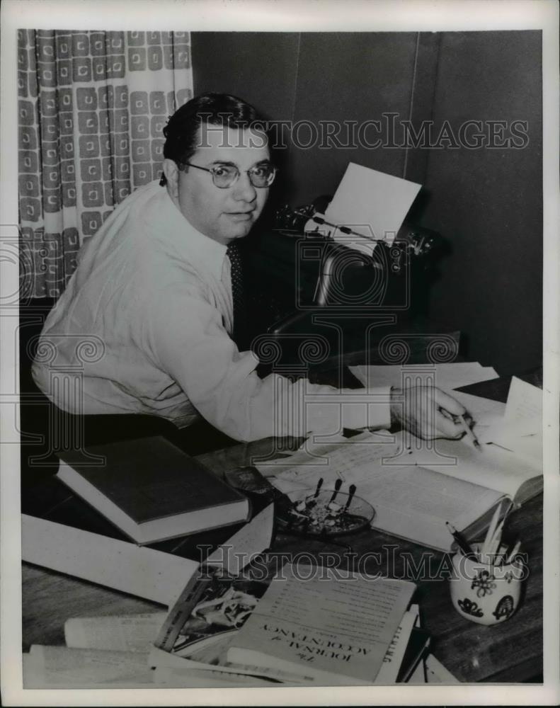 1953 Press Photo Harnett T Kane novelist at his work desk - Historic Images
