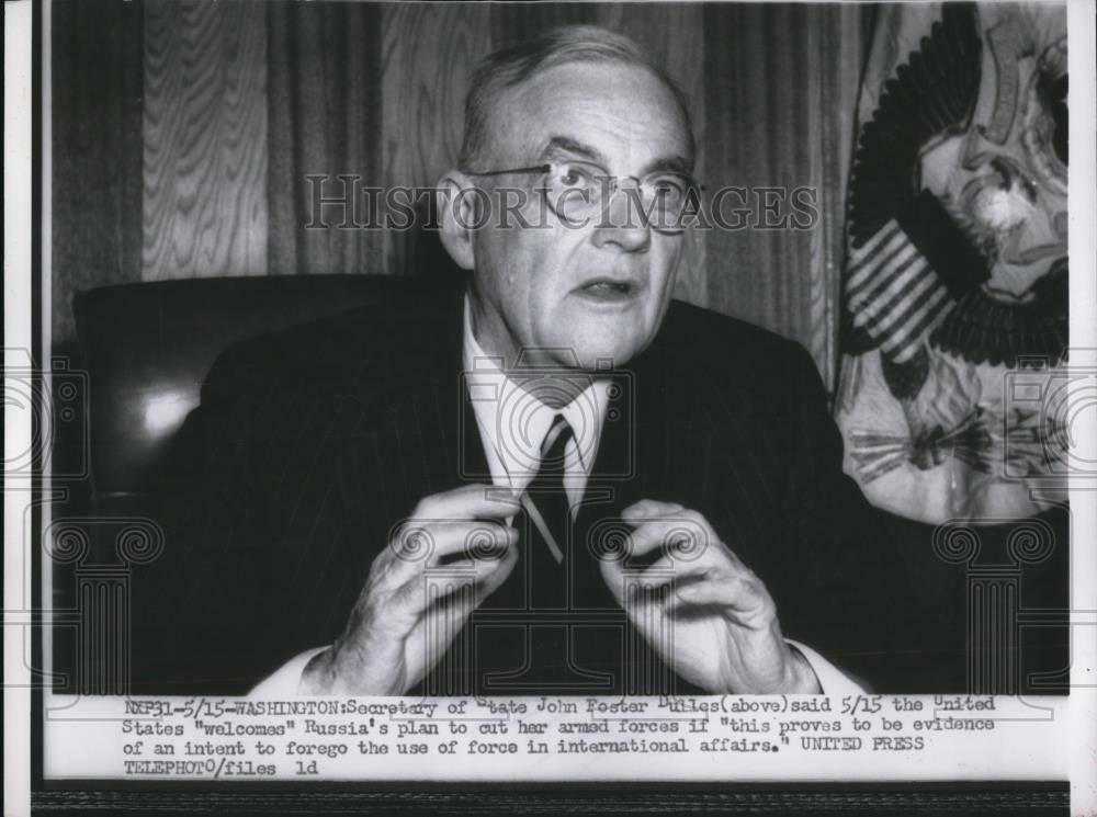 1956 Press Photo of Secretary of State John Foster Dulles. - Historic Images