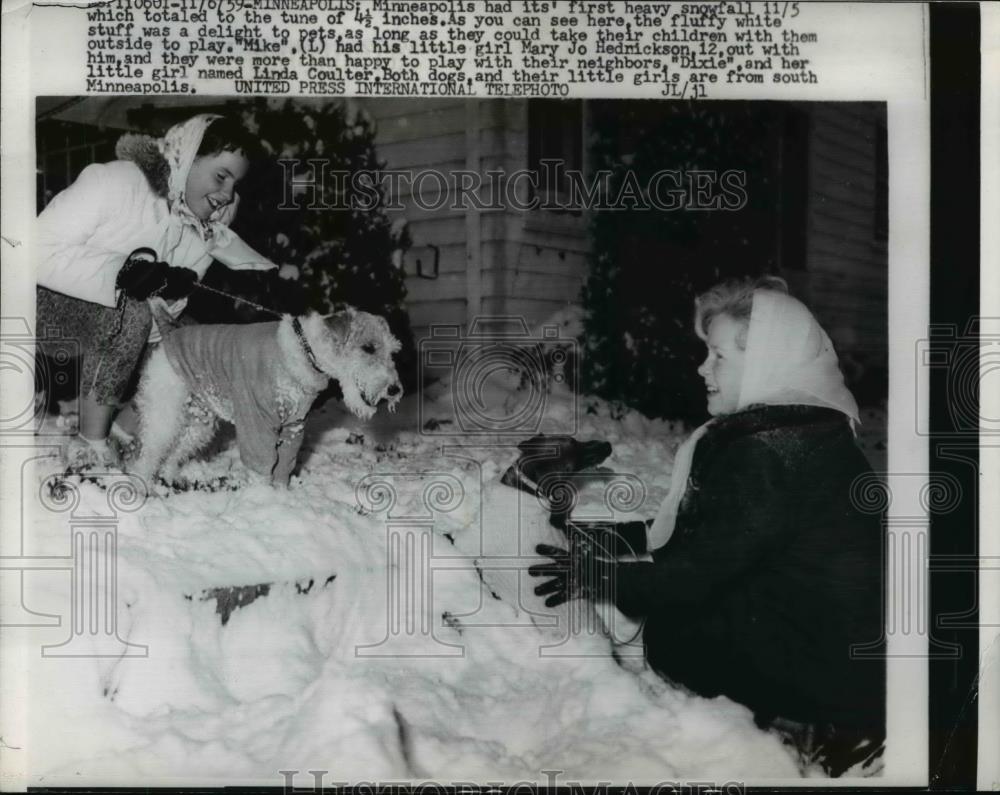 1960 Press Photo Minneapolis first Heavy Snow Fall - Historic Images