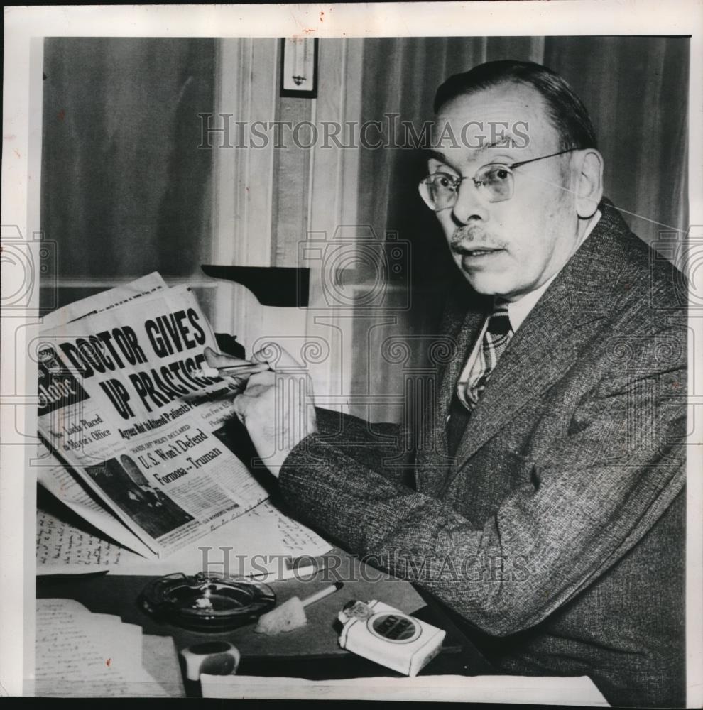 1950 Press Photo Professor Earnest A. Hooton World renowned Anthropologist - Historic Images