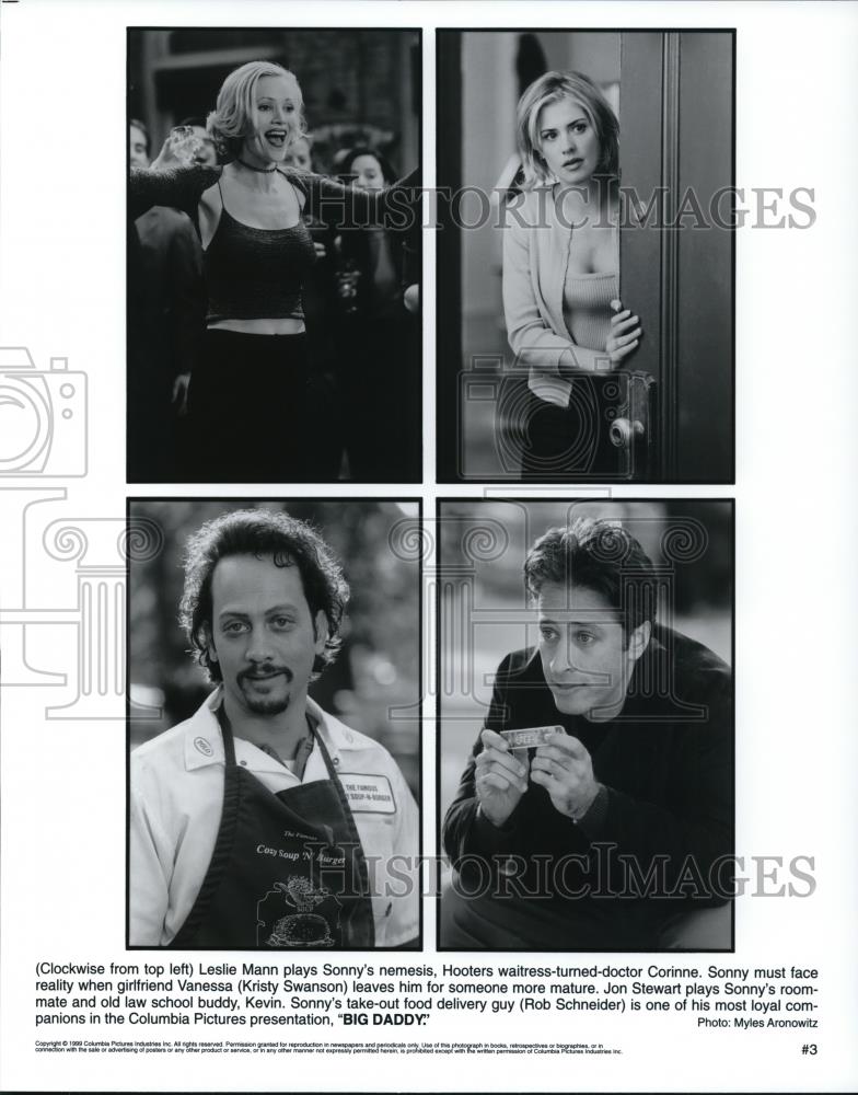 1999 Press PhotoLeslie Mann Kristy Swanson Rob Schneider &amp; Jon Stewart Big Daddy - Historic Images