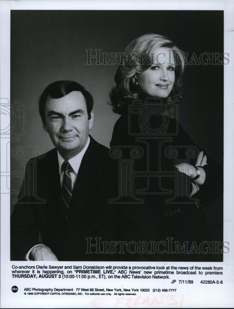 1989 Press Photo Primetime Live Diane Sawyer Sam Donaldson - Historic Images