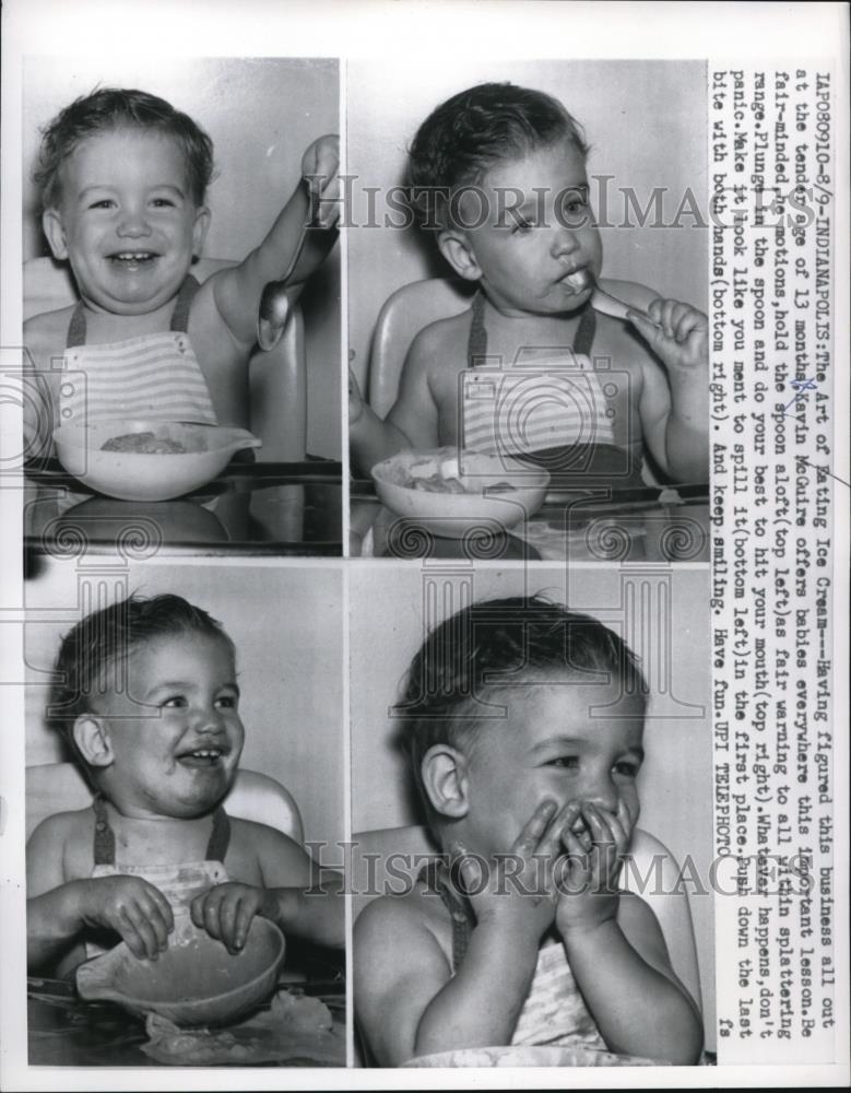 1960 Press Photo Indianapolis Ind Baby eating some ice cream - Historic Images