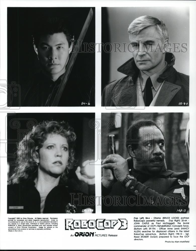 1993 Press Photo Bruce Locke, Nancy Allen in Robo Cop 3 - cvp44241 - Historic Images