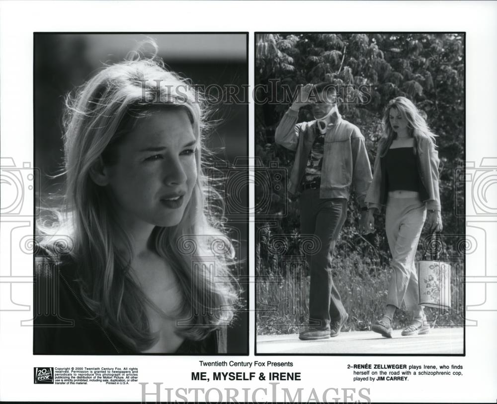 2000 Press Photo Renee Zelweger &amp; Jim Carrey in Me, Myself &amp; Irene - cvp48011 - Historic Images