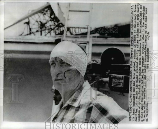1969 Press Photo Pilot Everett Pavitt Crashed Plane 3 Died - Historic Images