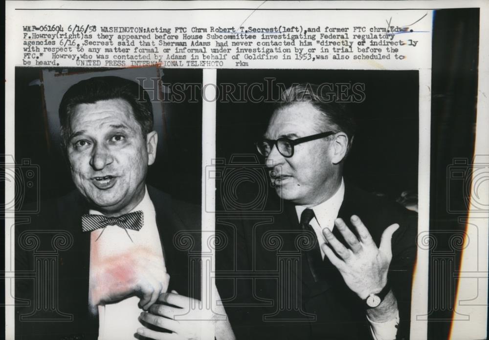 1958 Press Photo Acting FTC Chrm &amp; former FTC Chrm appeared for trial - Historic Images