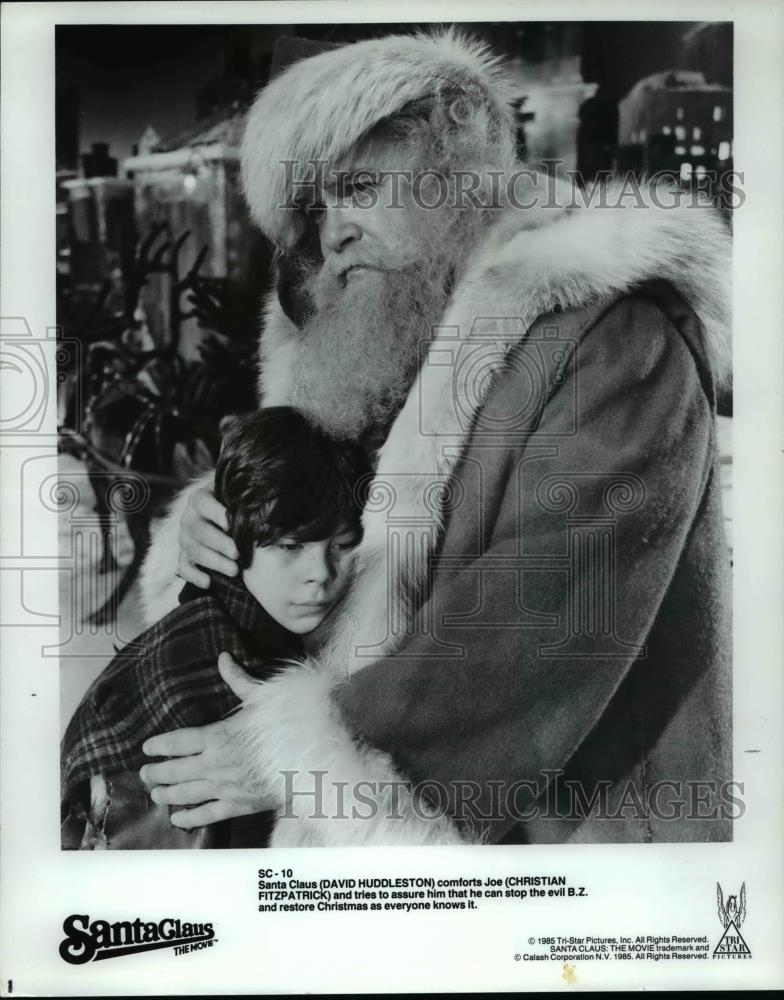 1985 Press Photo David Huddleston and Christian Fitzpatrick in Santa Claus Movie - Historic Images