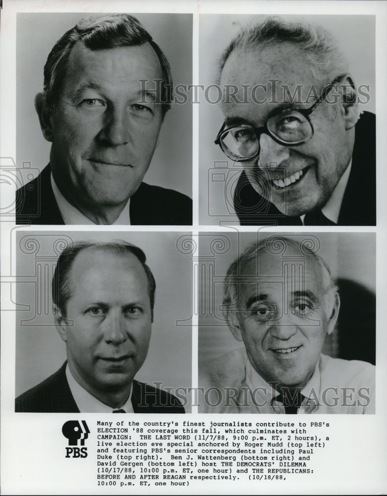 1988 Press Photo Roger Mudd host of PBB&#39;s Election &#39;88 - cvp49337 - Historic Images