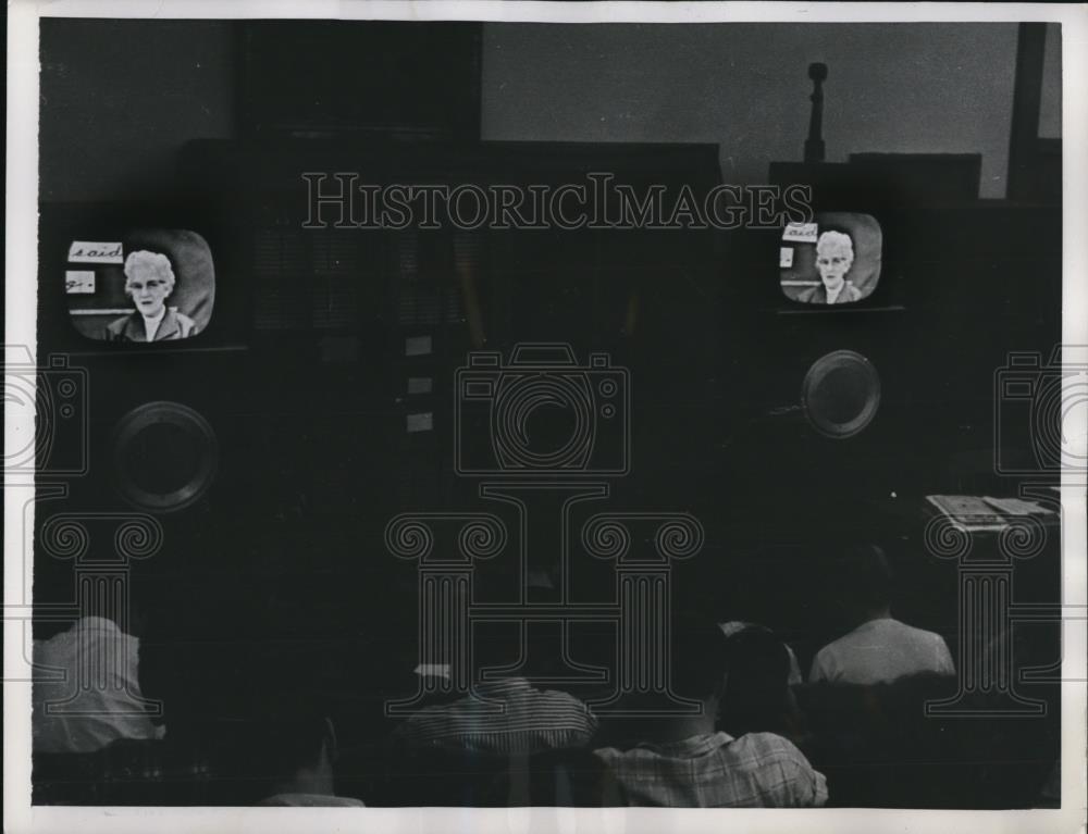 1956 Press Photo Classroom Television for English Lesson Controlled Experiment - Historic Images