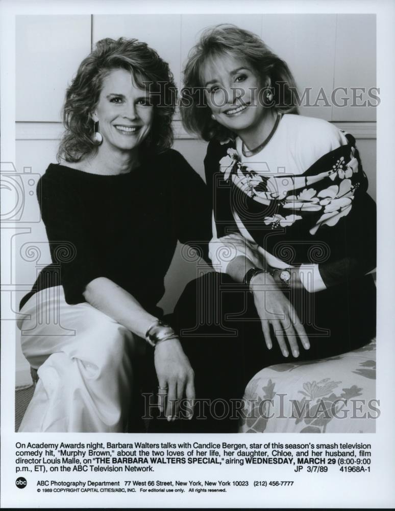 1989 Press Photo Barbara Walters and Candice Bergen on Barbara Walters Special - Historic Images