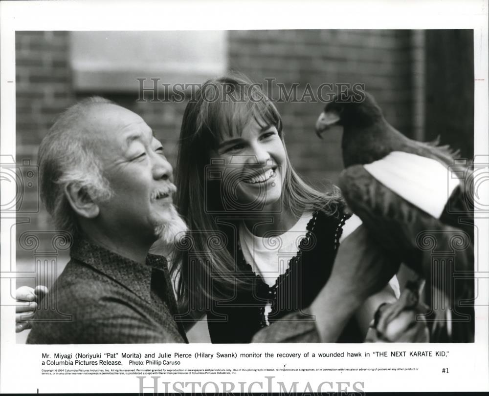 1994 Press Photo Pat Morita and Hilary Swank star in The Next Karate Kid - Historic Images