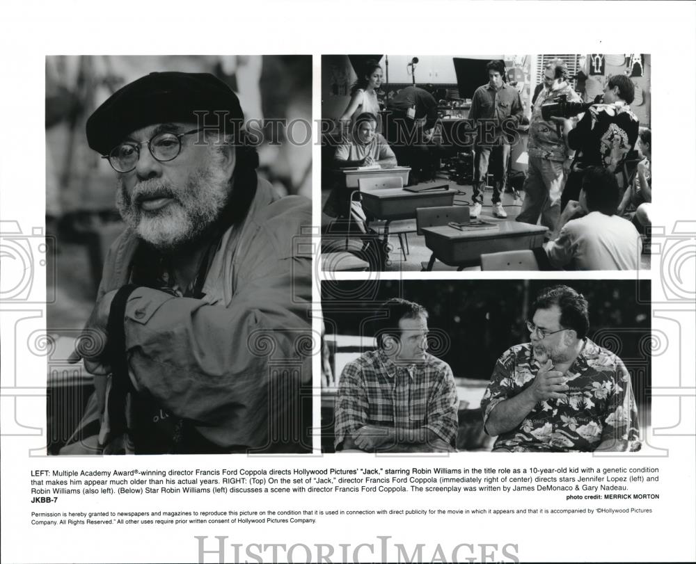1996 Press Photo Francis Ford Coppola, Jennifer Lopez, Robin Williams in Jack - Historic Images
