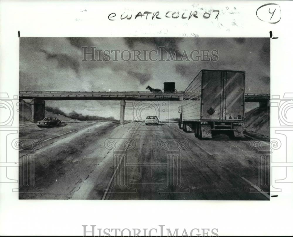 1989 Press Photo Amish Passage watercolor by Hilary Sheeter - cva60579 - Historic Images