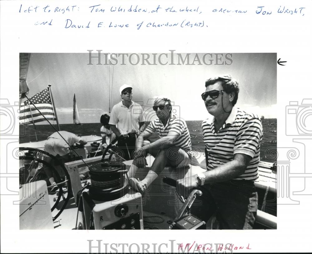 1987 Press Photo Tom Whidden and David E. Lowe at the America&#39;s Cup - Historic Images