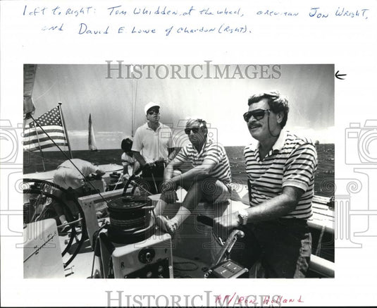 1987 Press Photo Tom Whidden and David E. Lowe at the America's Cup - Historic Images