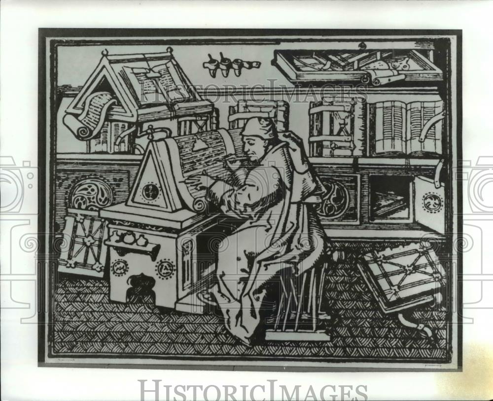 1990 Press Photo Monk Writing in a Scriptorium - cva60637 - Historic Images