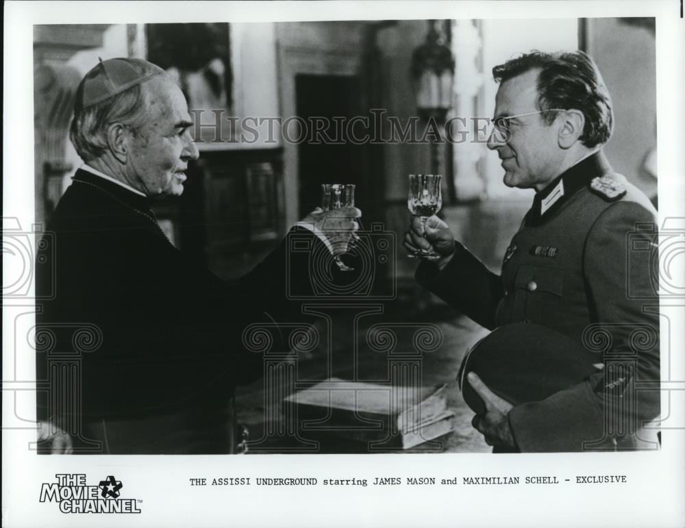1987 Press Photo James Mason Maximilian Schell in The Assissi Undergro ...