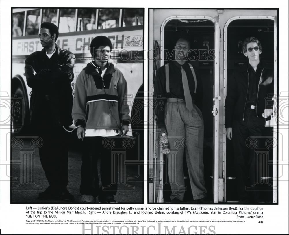 1996 Press Photo DeAundre Bonds Thomas Byrd Andre Braugher and Richard Belzer - Historic Images