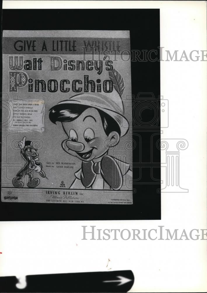 1979 Press Photo Advertising for Walt Disney's Pinocchio animated cartoon - Historic Images
