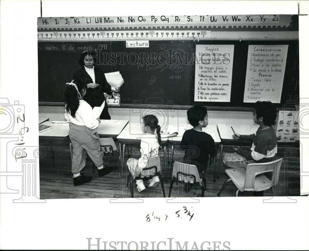 1991 Press Photo Norma Candebaria, Glenda Bayas, Giezi Latorre & Oscar Ortiz - Historic Images