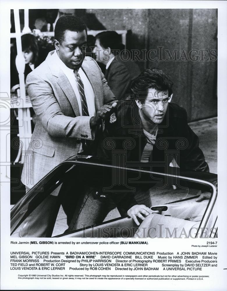 1991 Press Photo Universal presents Bird On A Wire with Mel Gibson and Blu - Historic Images