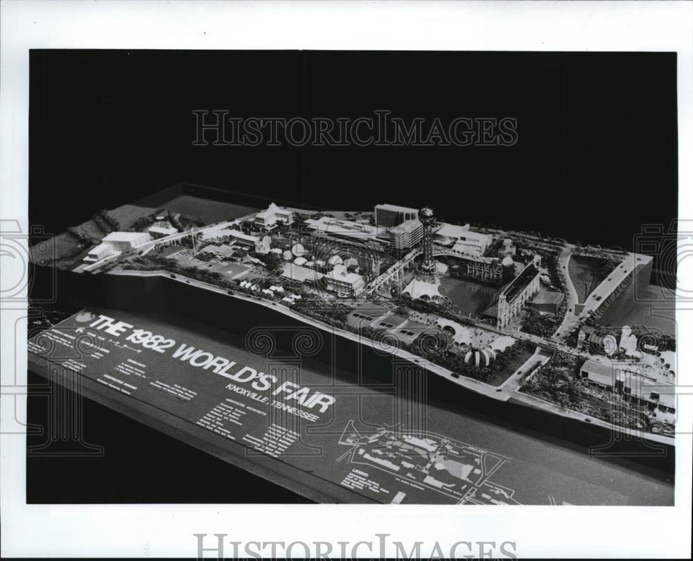 1981 Press Photo Architect's model of the 70-acre site for The 1982 World's Fair - Historic Images