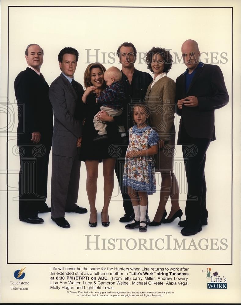 Press Photo Larry Miller, Andrew Lowery, Lisa Ann Walter in Life's Work - Historic Images