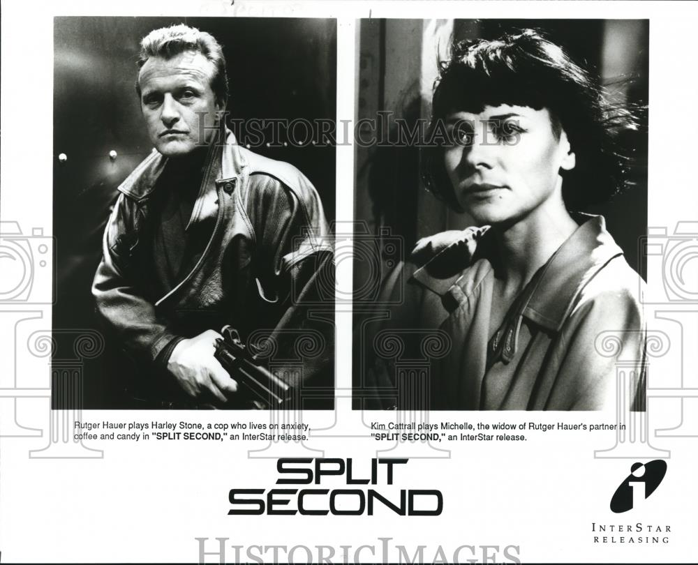 1992 Press Photo Rutger Hauer and Kim Cattrail in Split Second - cvp73139 - Historic Images