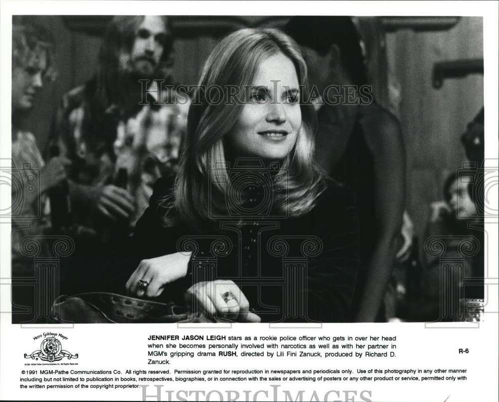 1991 Press Photo Jennifer Jason Leigh in Rush - Historic Images