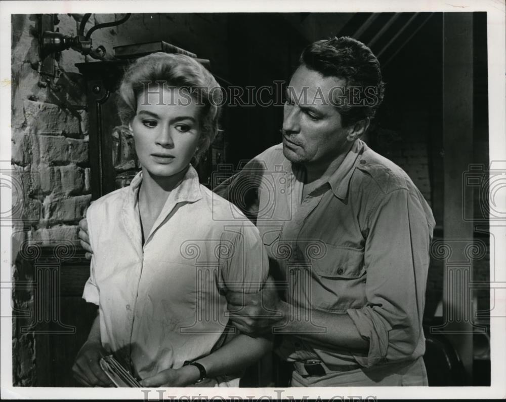 1967 Press Photo Angie Dickinson and Peter Finch star in The Sins of Rachel Cade - Historic Images