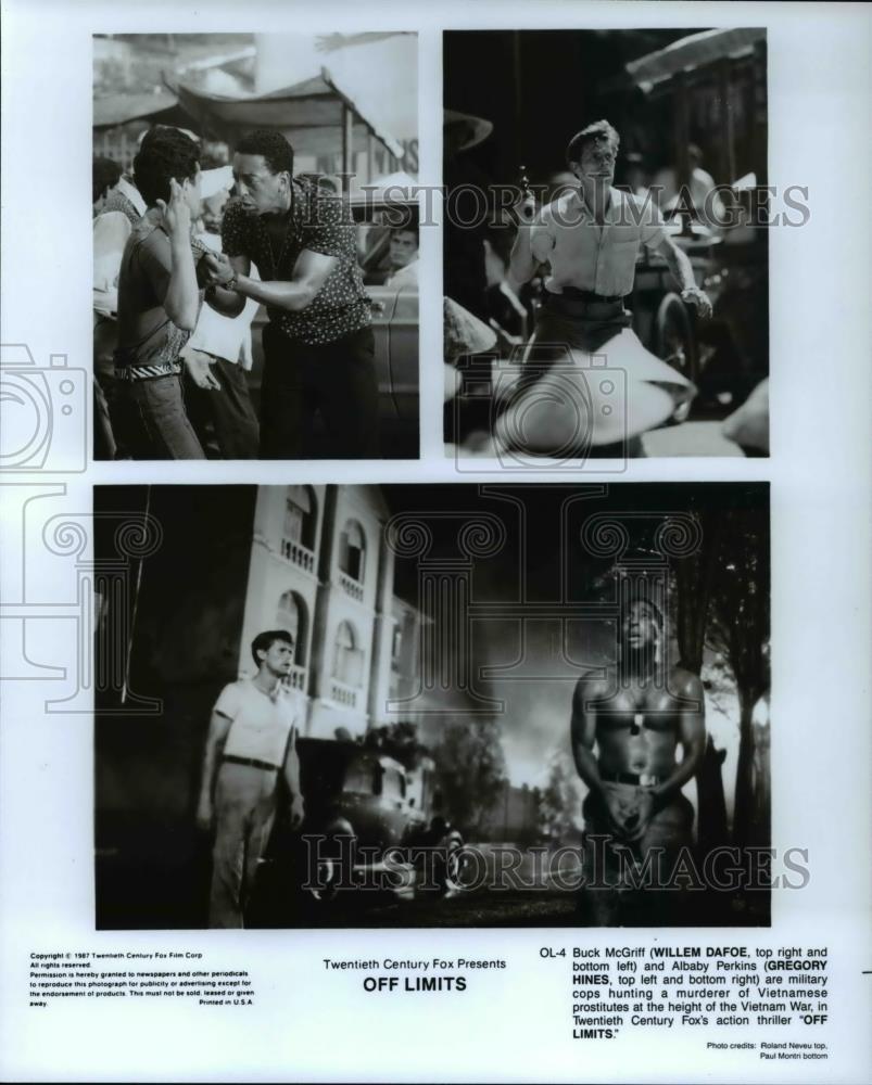1987 Press Photo Willem Dafoe and Gregory Hines star in Off Limits - Historic Images