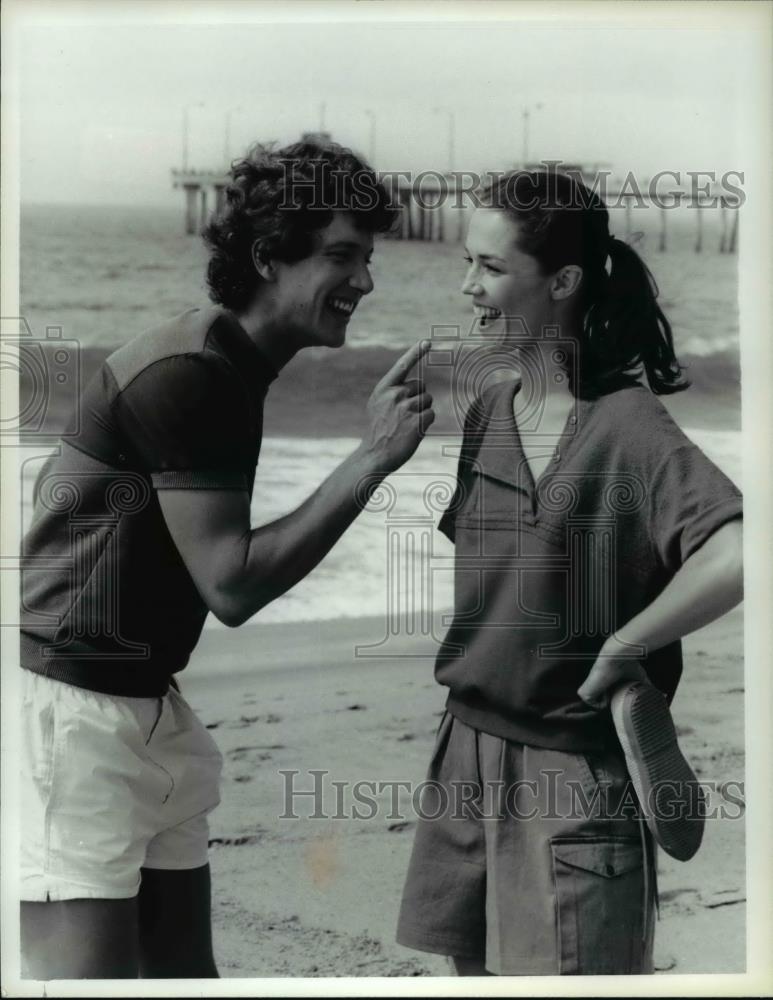 1985 Press Photo Dan Bragen &amp; Joanne Braithwaite in Volleyball - Historic Images