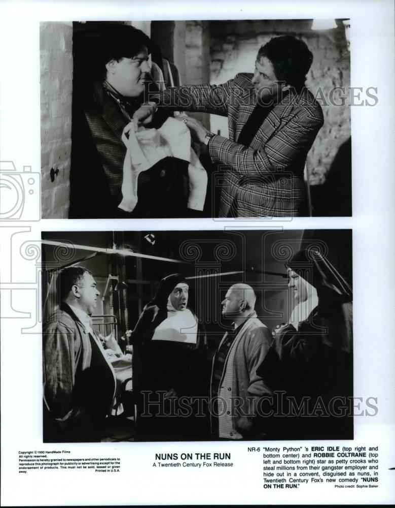 1991 Press Photo Eric Idle and Robbie Coltrane star in Nuns on the Run movie - Historic Images