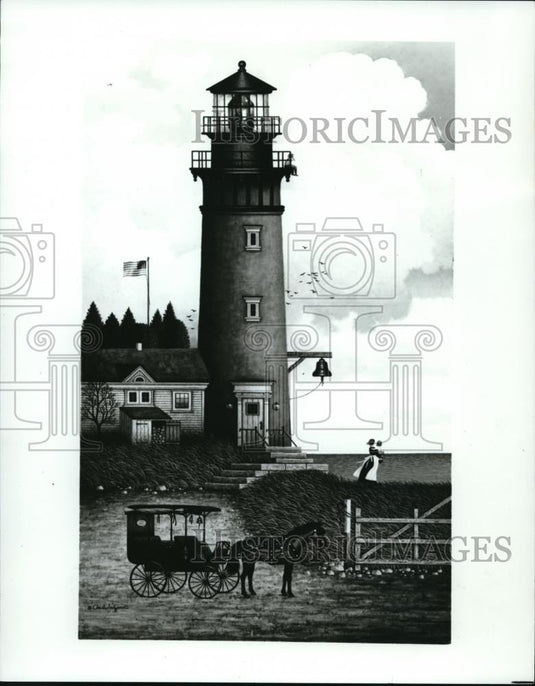 1986 Press Photo Daddy's Coming Home by Charles Wysocki - cva53204 - Historic Images