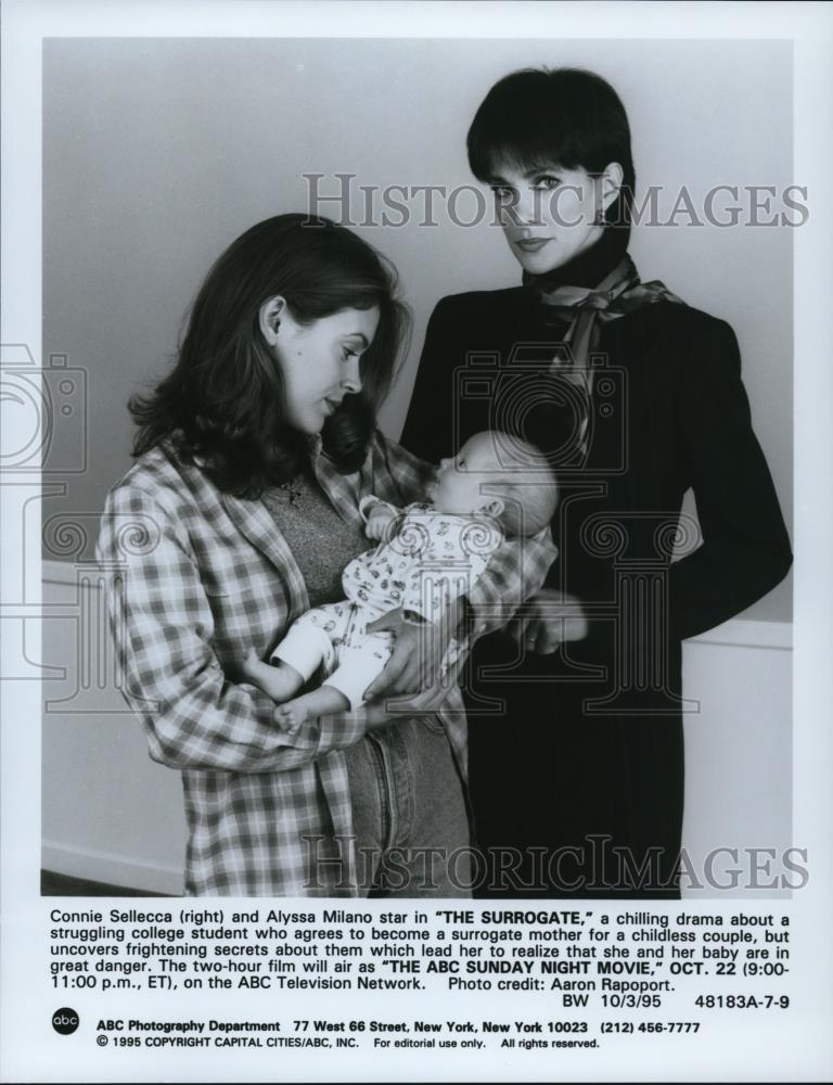 1995 Press Photo Connie Sellecca and Alyssa Milano star in The Surrogate - Historic Images