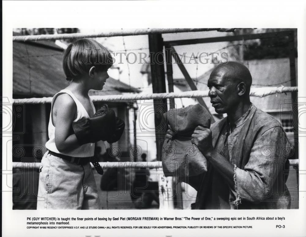 1993 Press Photo Guy Witcher and Morgan Freeman star in The Power of One - Historic Images