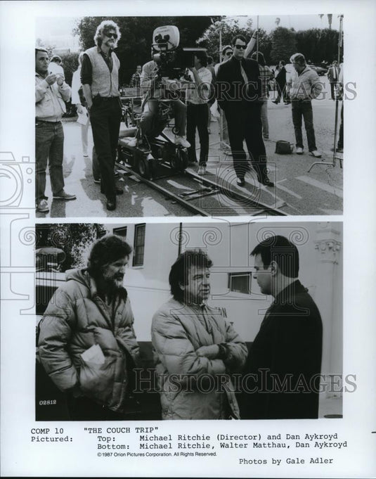 1988 Press Photo Michael Ritchie director Walter Matthau Dan Aykroyd Couch Trip - Historic Images