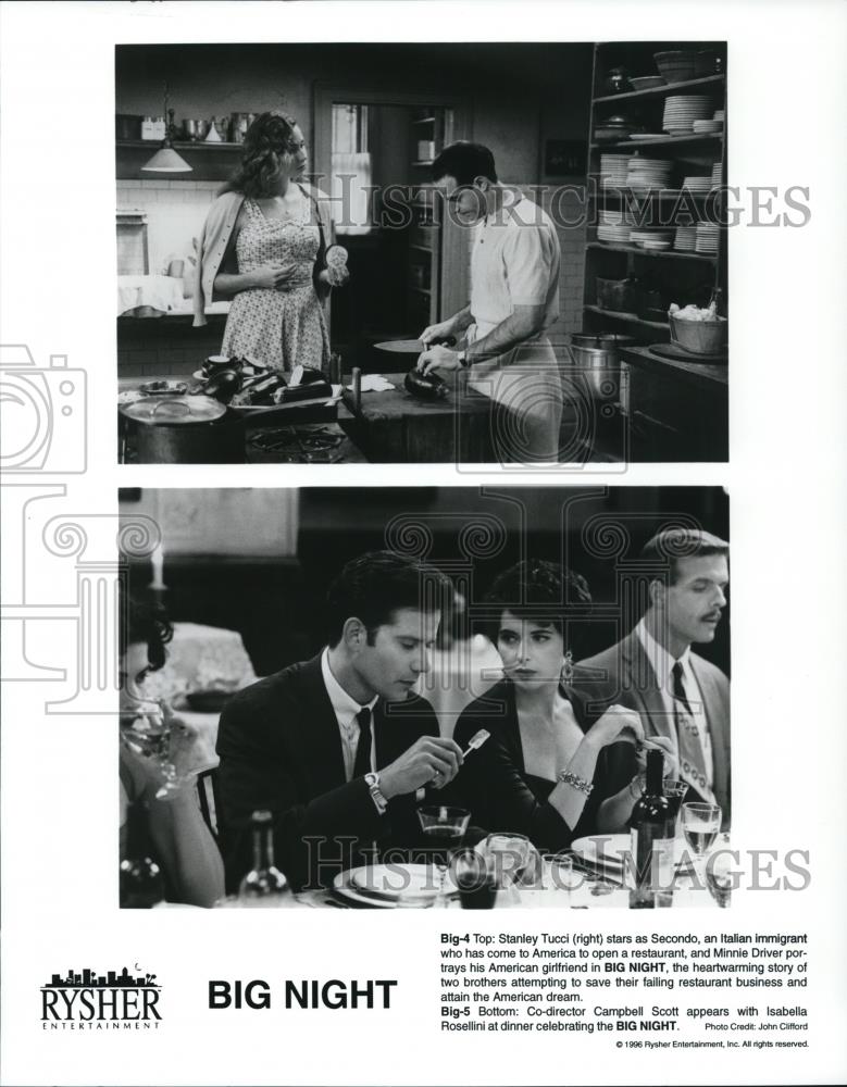 1996 Press Photo Stanley Tucci Minnie Driver Isabella Rosellini in The Big Night - Historic Images
