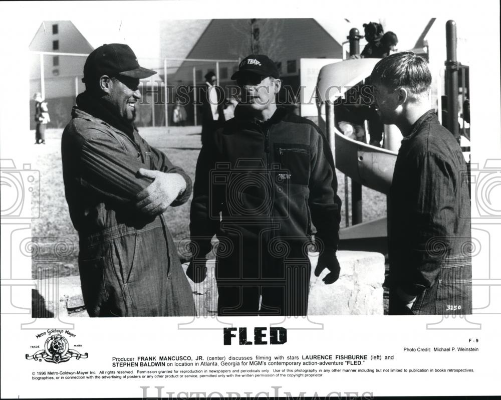 1996 Press Photo Producer Frank Mancuso Jr &amp; Laurence Fishburne in Fled - Historic Images