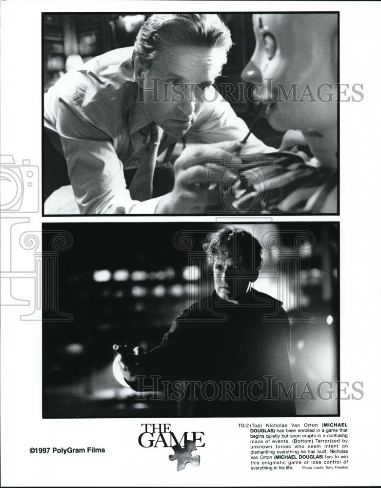 1997 Press Photo Michael Douglas stars as Nicholas Van Orton in The Game - Historic Images