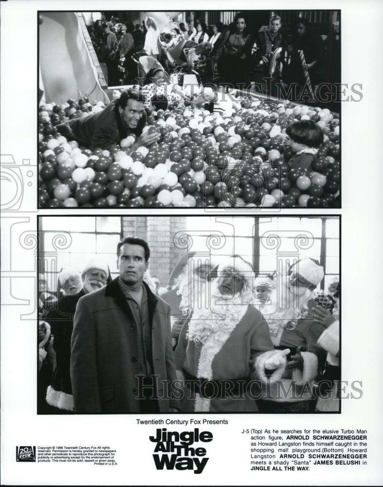 1996 Press Photo Arnold Schwarenegger &amp; James Belushi in Jingle All the Way - Historic Images