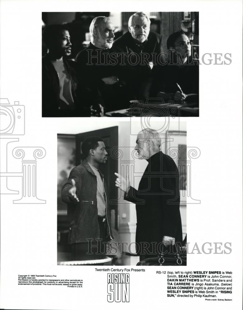 1994 Press Photo Wesley Snipes Sean Connery and Tia Carriere in Rising Sun - Historic Images