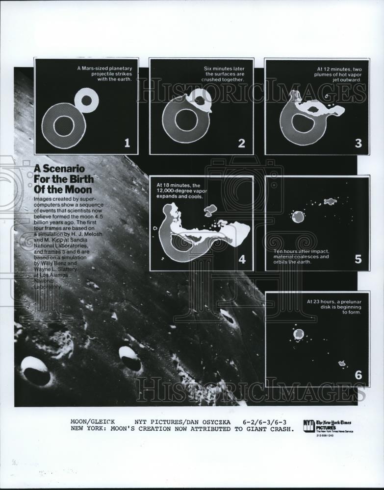1986 Press Photo Moon's creation not attiributed To Giant Crash - Historic Images