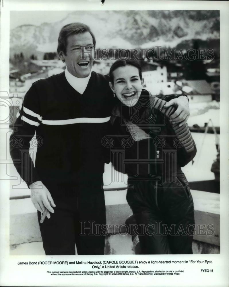 1981 Press Photo Roger Moore and Carole Bouguet "For Your Eyes Only" - cvp44906 - Historic Images